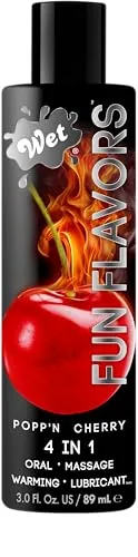 Wet Popp'n Cherry 4-in-1 Warming Flavored Lube, 3 oz