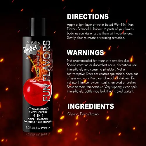Wet Popp'n Cherry 4-in-1 Warming Flavored Lube, 3 oz view 2