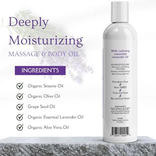 Aloe Cadabra Lavender Body Massage Oil, 8 oz view 2