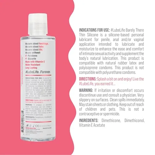 LubeLife Barely There Thin Silicone Lube, 8 fl oz view 2