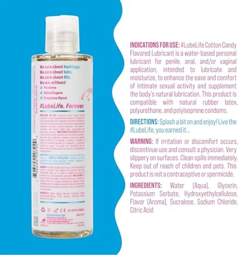 LubeLife Cotton Candy Flavored Lube, 8 fl oz view 2