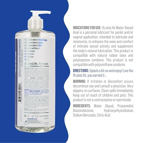 LubeLife Water Based Anal Lube, 32 fl oz view 2