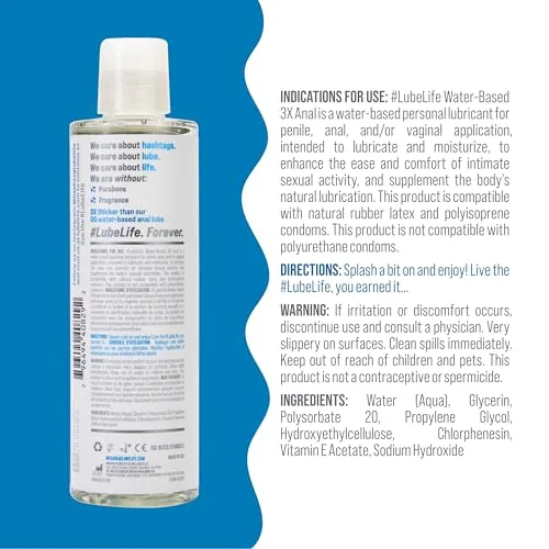 LubeLife 3X Water Based Anal Lube, 8 oz view 2