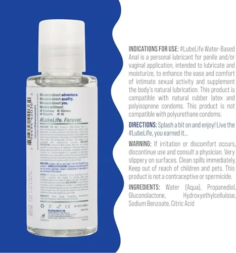 LubeLife Water Based Anal Lube, 3 x 2 fl oz view 2
